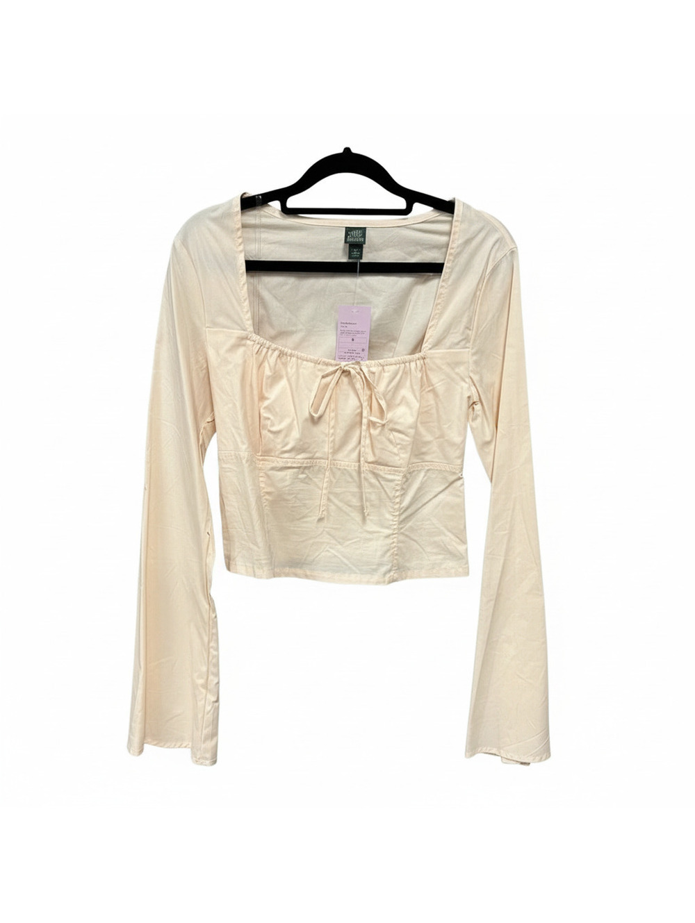 Wild Fable Peach/Cream Long Sleeve Square Neck Crop Top Size Small
